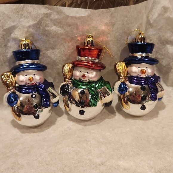 Snowman Christmas Ornaments Set of 3 - Picture 1 of 6